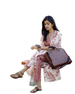 Designer cut with New print Reyon kurti pant set
