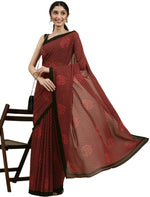 Red Georgette Casual Saree with black border