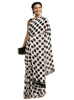 White Poly Georgette Casual Saree