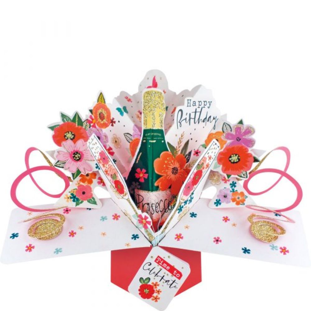 Grußkarte PopUp "Happy Birthday" Champagner