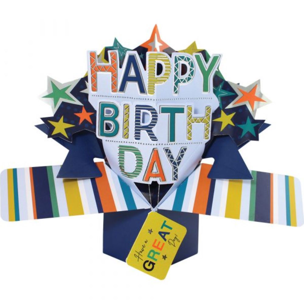 Grußkarte PopUp "Happy Birthday" Stars