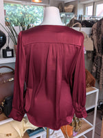 Bluse Satin Wickelbluse Bordeaux Rot Burgund One Size - von Chance Off 139201