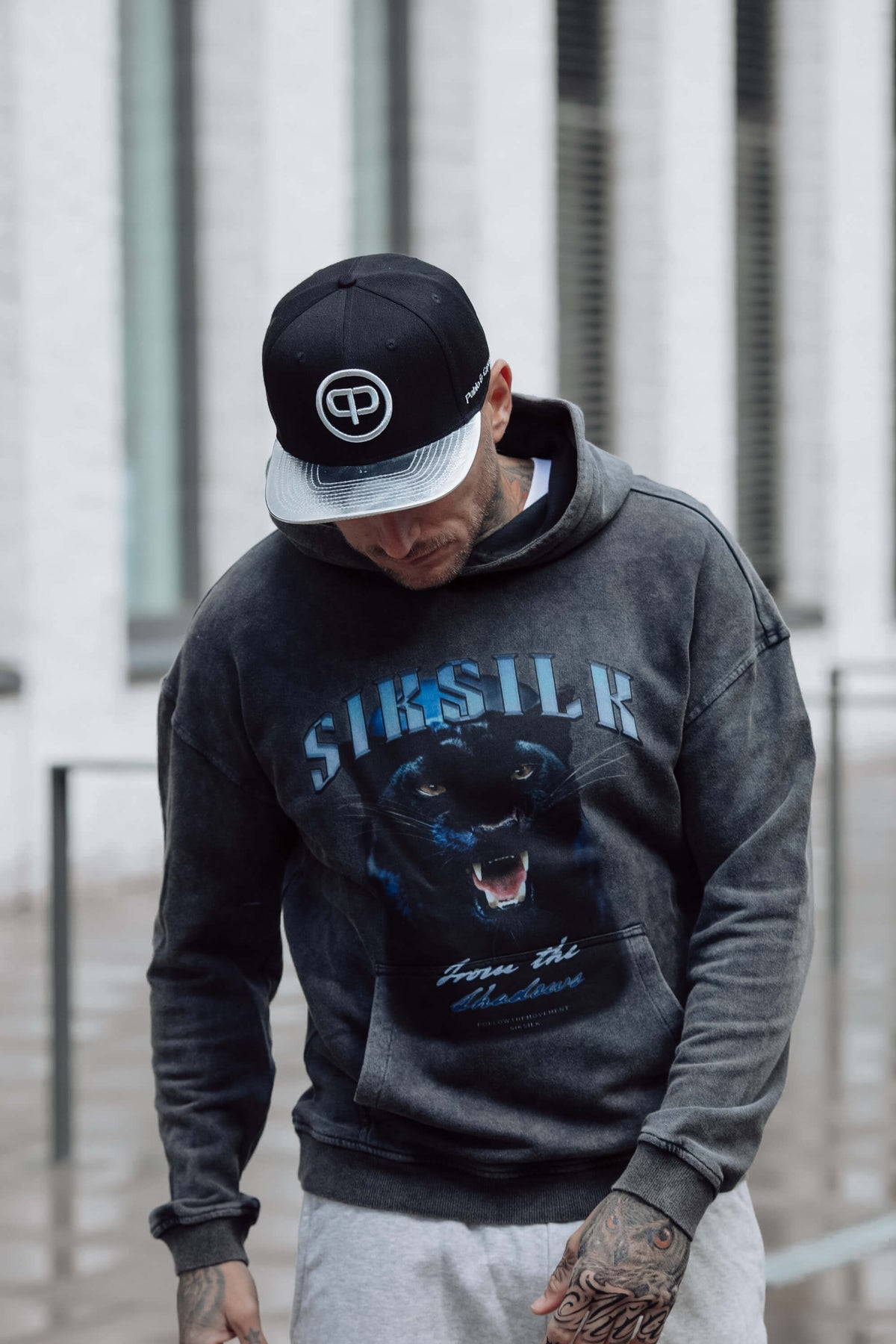 Snapback Cap - Black on Silver
