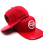 Snapback Cap - Red Leather & White