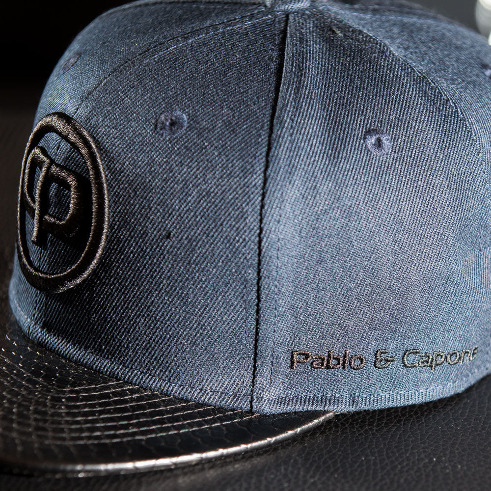 Leathersnap Cap - Navy Blue & Black