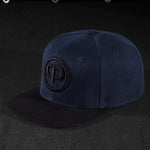 Snapback Cap - Navy Blue on Black