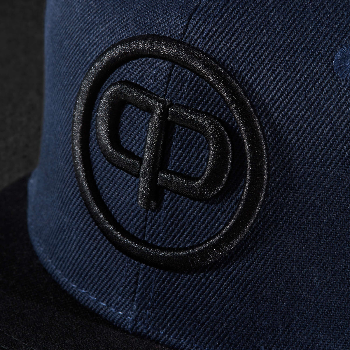 Snapback Cap - Navy Blue on Black
