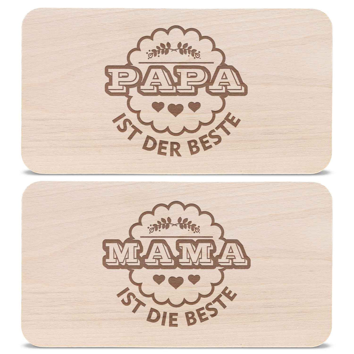 Frühstücksbrettchen Mama + Papa sind die Besten im Set