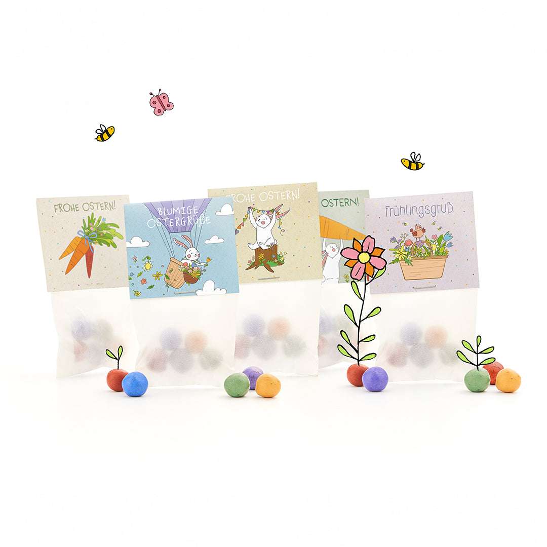 10x5 Blumenmurmeln im Tütchen – Osterdesign