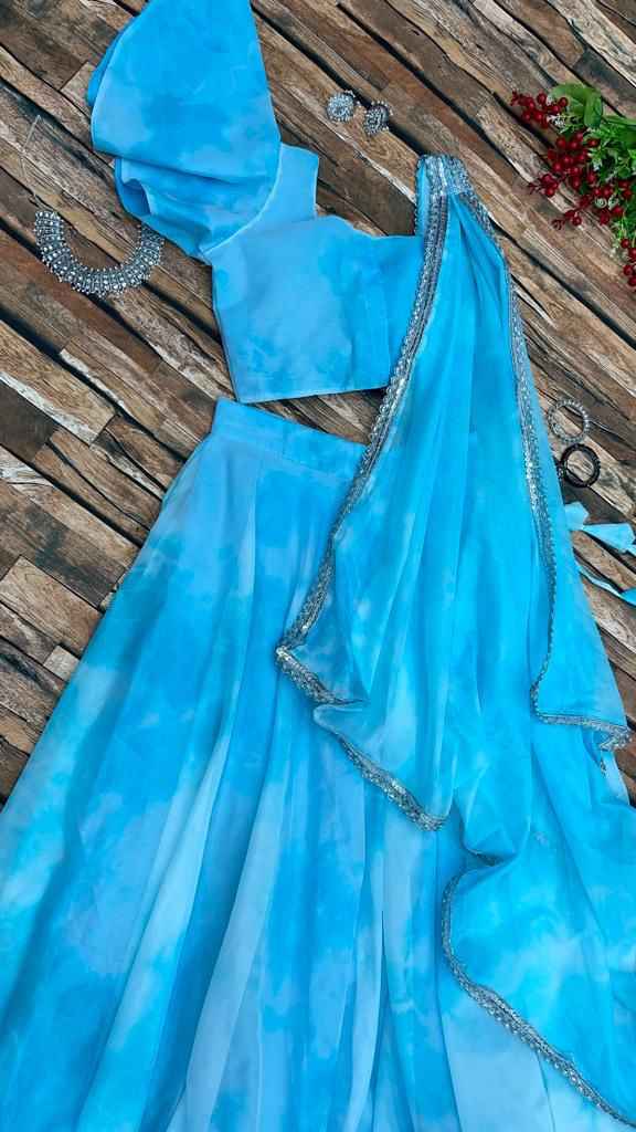 Pure georgette silk digital printed lehnga 8mtr flair lehnga with canvas patta 🌸 fully stitched(Party Wear Collection)