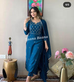 Rayon Slub Kurti with sliver thread work with Pant and Dupatta