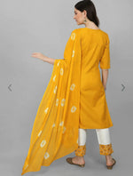Mustard Yellow Mirror Work Kurta With Trousers(Indian Outfit)