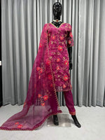Pakistani Suit On heavy Organza Silk febric with inner and Thred with Sequence work