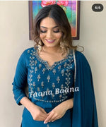 Rayon Slub Kurti with sliver thread work with Pant and Dupatta