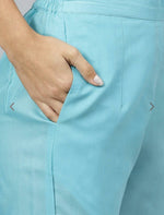Blue Floral Printed Kurta With Trousers with Dupatta(Indian Outfit)