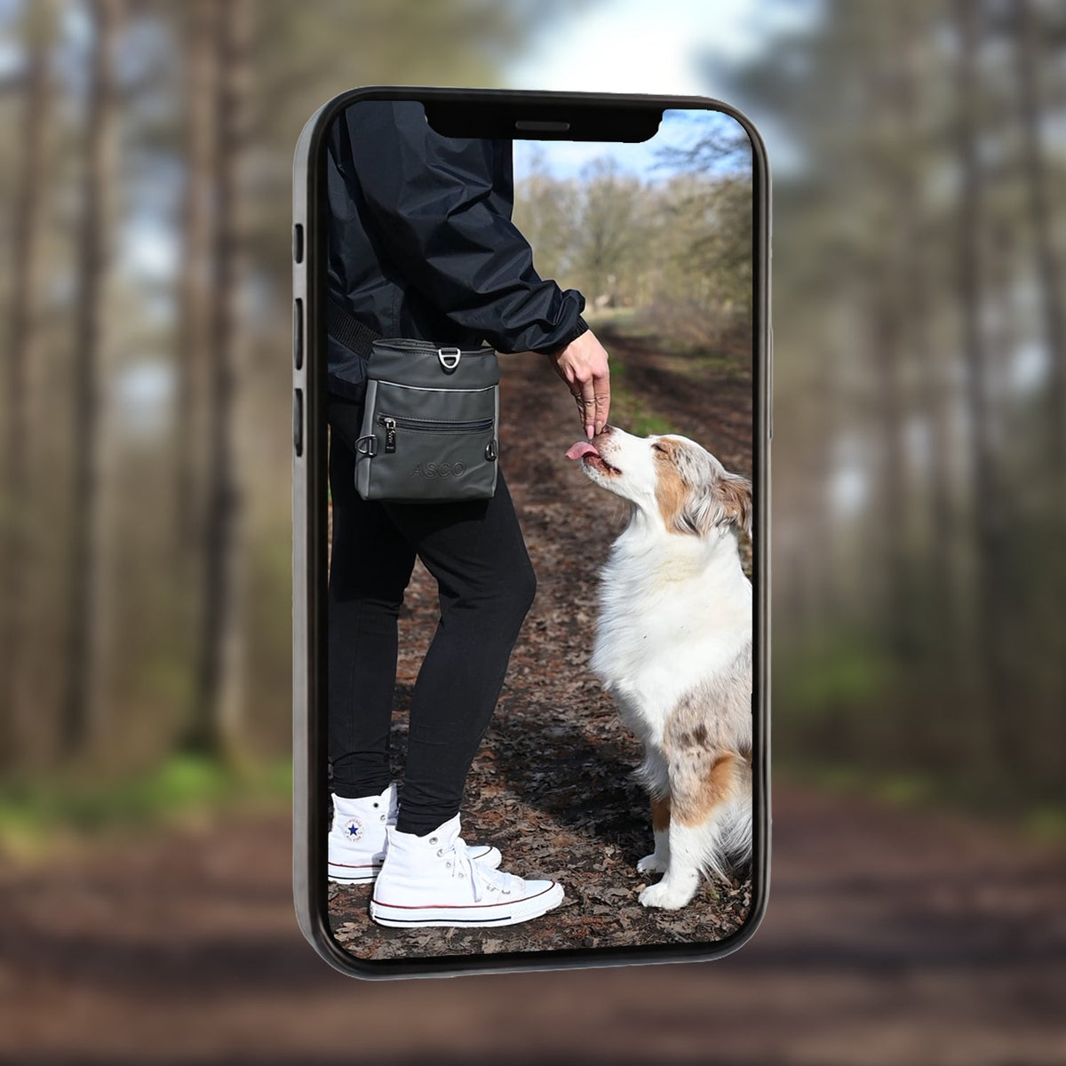 ASCO Leckerlitasche für Hunde mit Einhand-Schnappverschluss