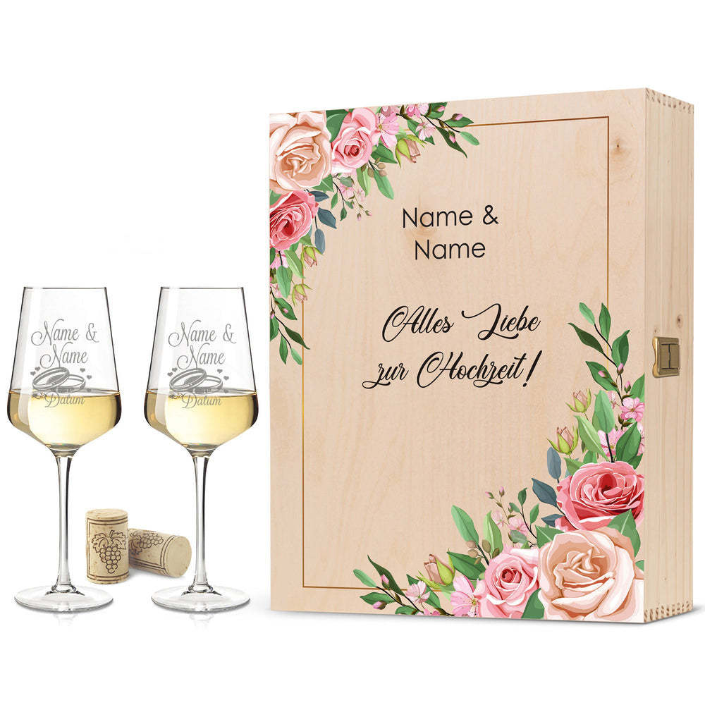 Stölzle Lausitz Weingläser mit Gravur "Pink Rose" Design im Set
