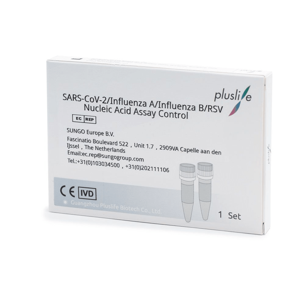 Pluslife SARS-CoV-2/Influenza A/Influenza B/RSV Nukleinsäure PCR Kontrollkit | Packung (1 Paar)
