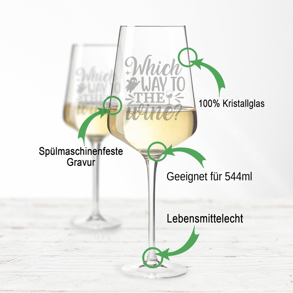 Stölzle Lausitz Weinglas mit Gravur "Wich way to the Wine"