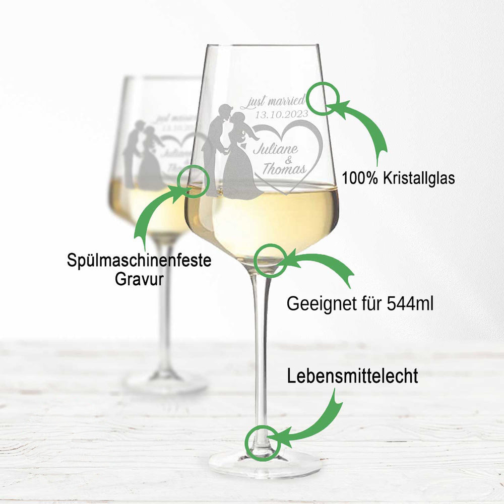Stölzle Lausitz Weingläser mit Gravur im "Hochzeitspaar" Design als Set