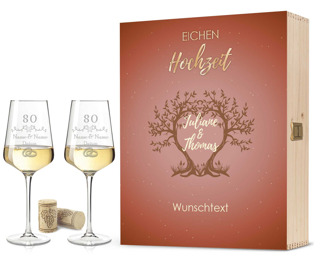 Stölzle Lausitz Weingläser im "Eichenhochzeit - 80 Jahre" Design als Set