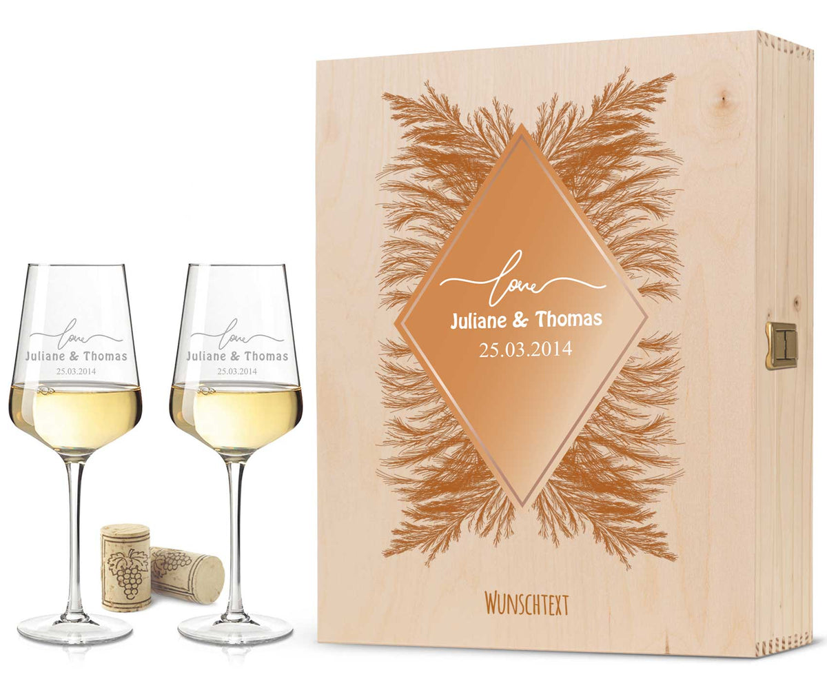 Stölzle Lausitz Weingläser mit Gravur "Pampasgras Love" Design im Set