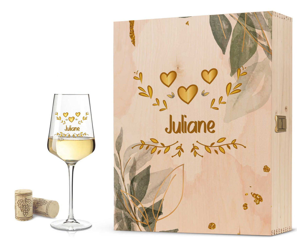 Stölzle Lausitz Weinglas mit UV-Druck "Herzensmensch Floral Gold" Design