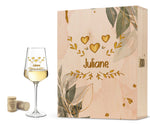 Stölzle Lausitz Weinglas mit UV-Druck "Herzensmensch Floral Gold" Design