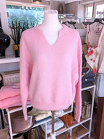 Pullover 52% Alpaka Wolle V-Ausschnitt Rosa Flausch Pulli One Size - von CHOICE 8905