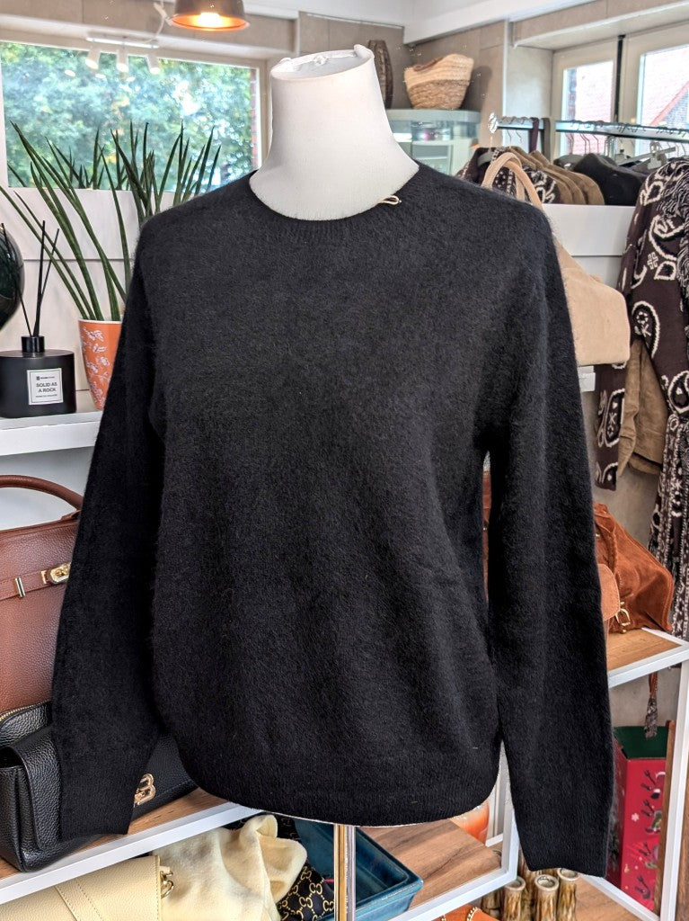 Pullover Kaschmir Seide Wolle mega weich Schwarz One Size - von La Bella Moda Milano 20260