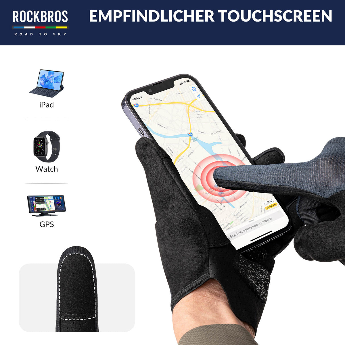 ROAD TO SKY Fahrradhandschuhe Atmungsaktiv mit Touchscreen Sommer/Frühling Namma Markt