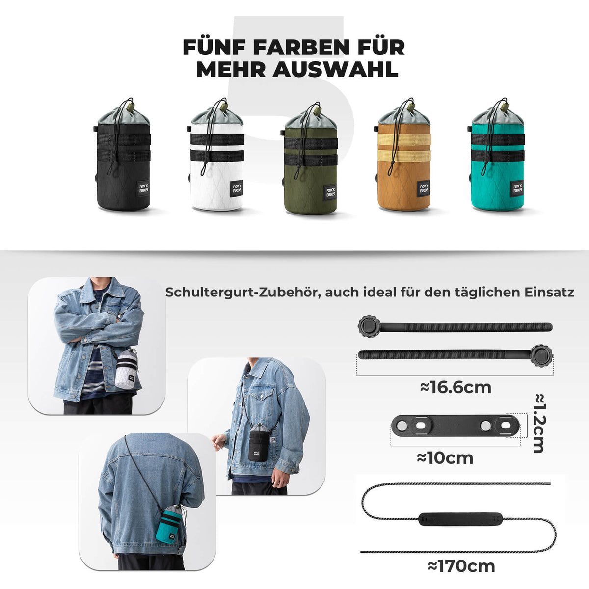 Fahrrad Lenkertasche 1.2L für Trinkflaschen Ø10 cm