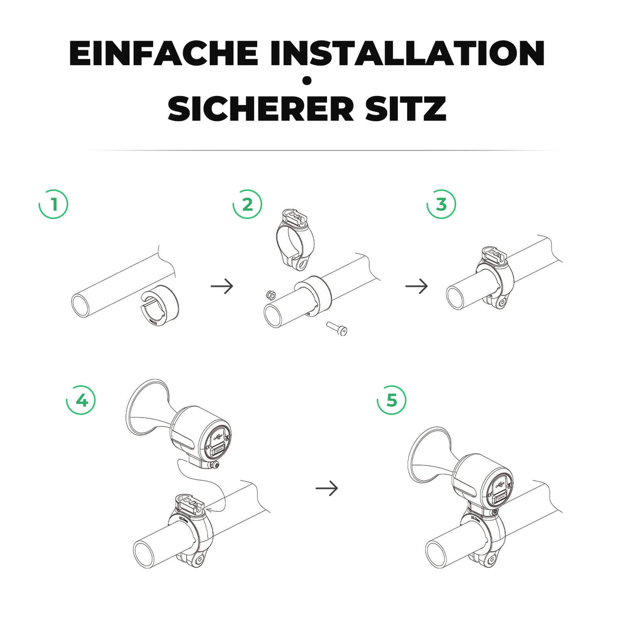 ROCKBROS Fahrradklingel Elektrisch 120dB Ton IPX5 Wasserschutz Smartphone Tracking
