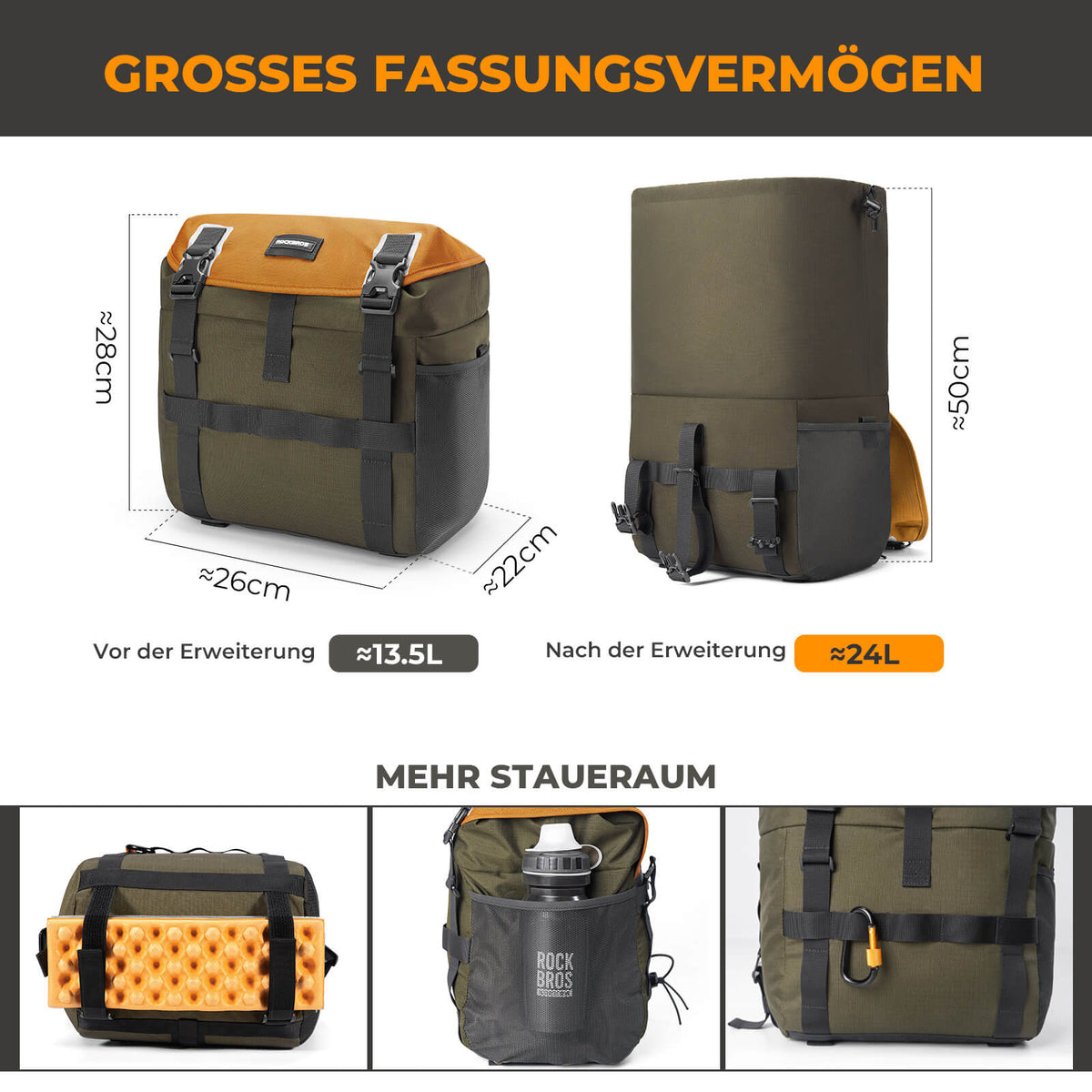 Fahrradtasche Lenkertasche 13,5–24 L