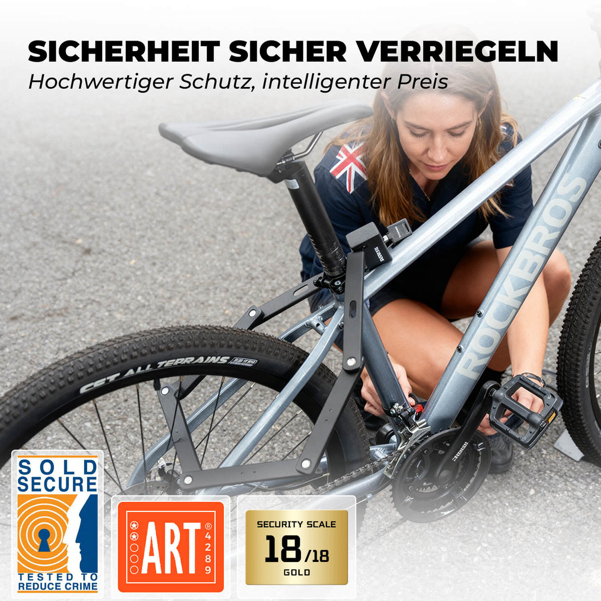 ROCKBROS Faltschloss Fahrradschloss 104 cm Faltbares