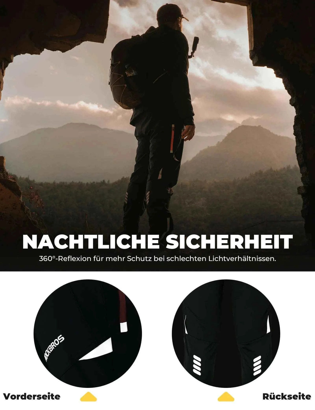 ROCKBROS Herren Radlerhose Atmungsaktiv Lang Fahrradhose Unisex M-4XL