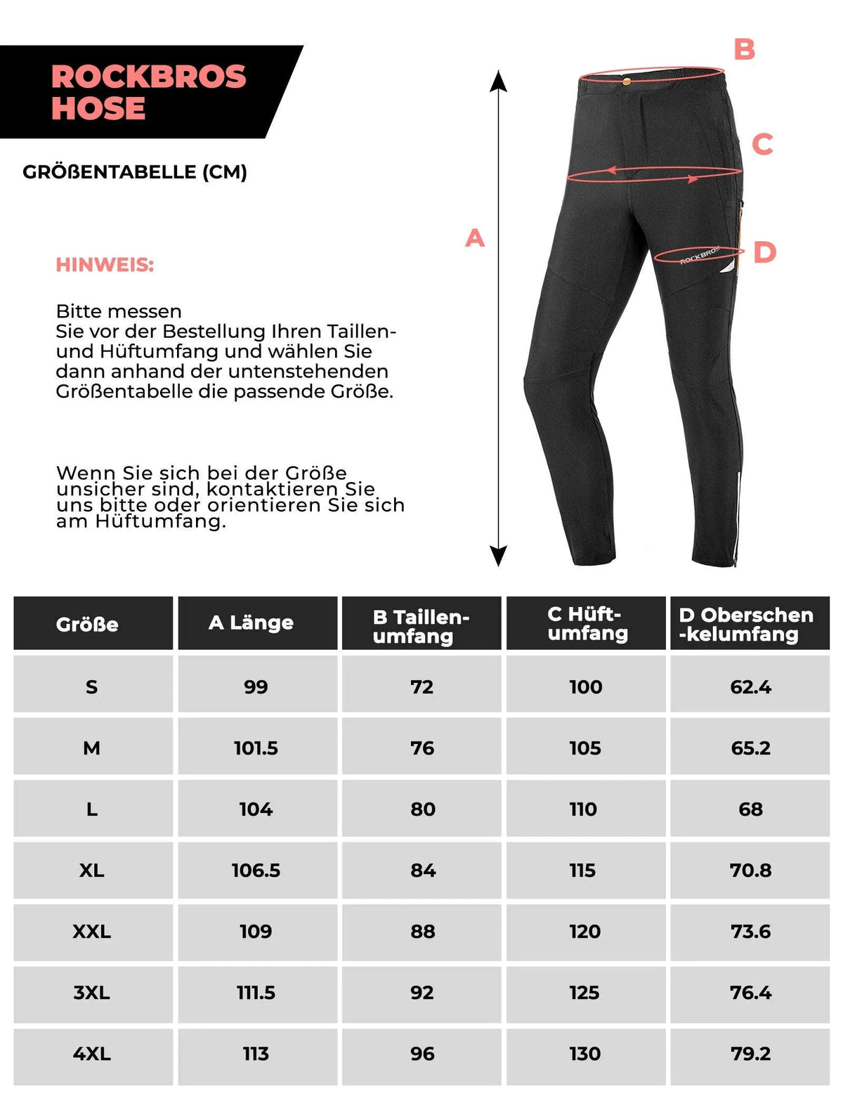ROCKBROS Herren Radlerhose Atmungsaktiv Lang Fahrradhose Unisex M-4XL Namma Markt