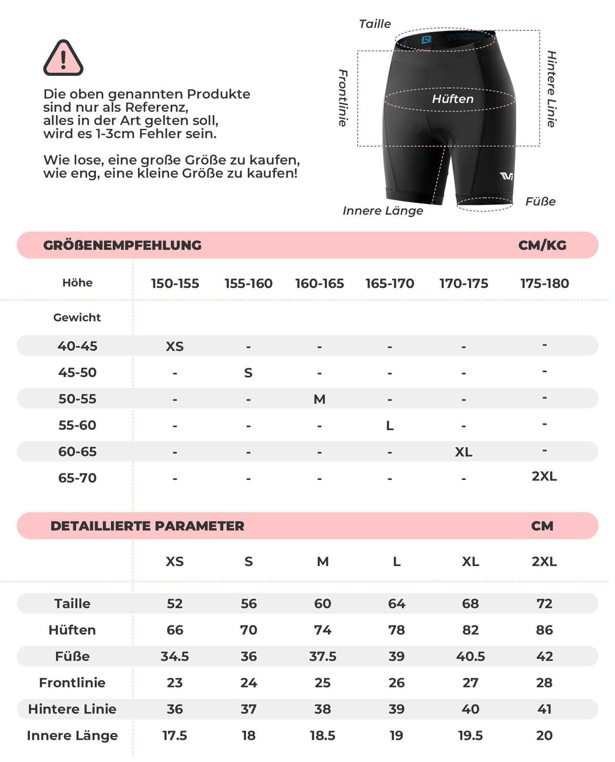 TVI Damen Radlerhose Gepolstert Fahrradhose Schnell Trocknend