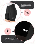 TVI Damen Radlerhose Gepolstert Fahrradhose Schnell Trocknend
