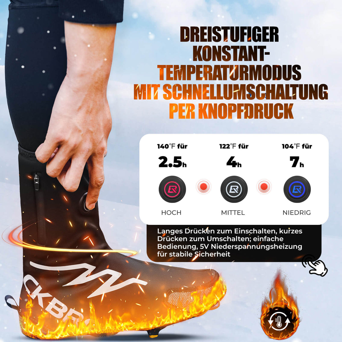 ROCKBROS Beheizte Überschuhe Winter Fahrrad Schuhüberzieher für Damen/Herren