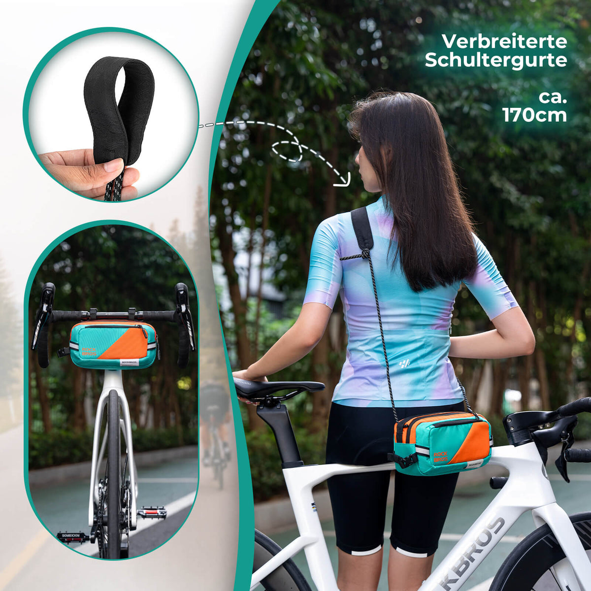ROCKBROS Fahrrad Lenkertasche Fahrradtasche mit Schultergurt 2,5L Umhängetasche