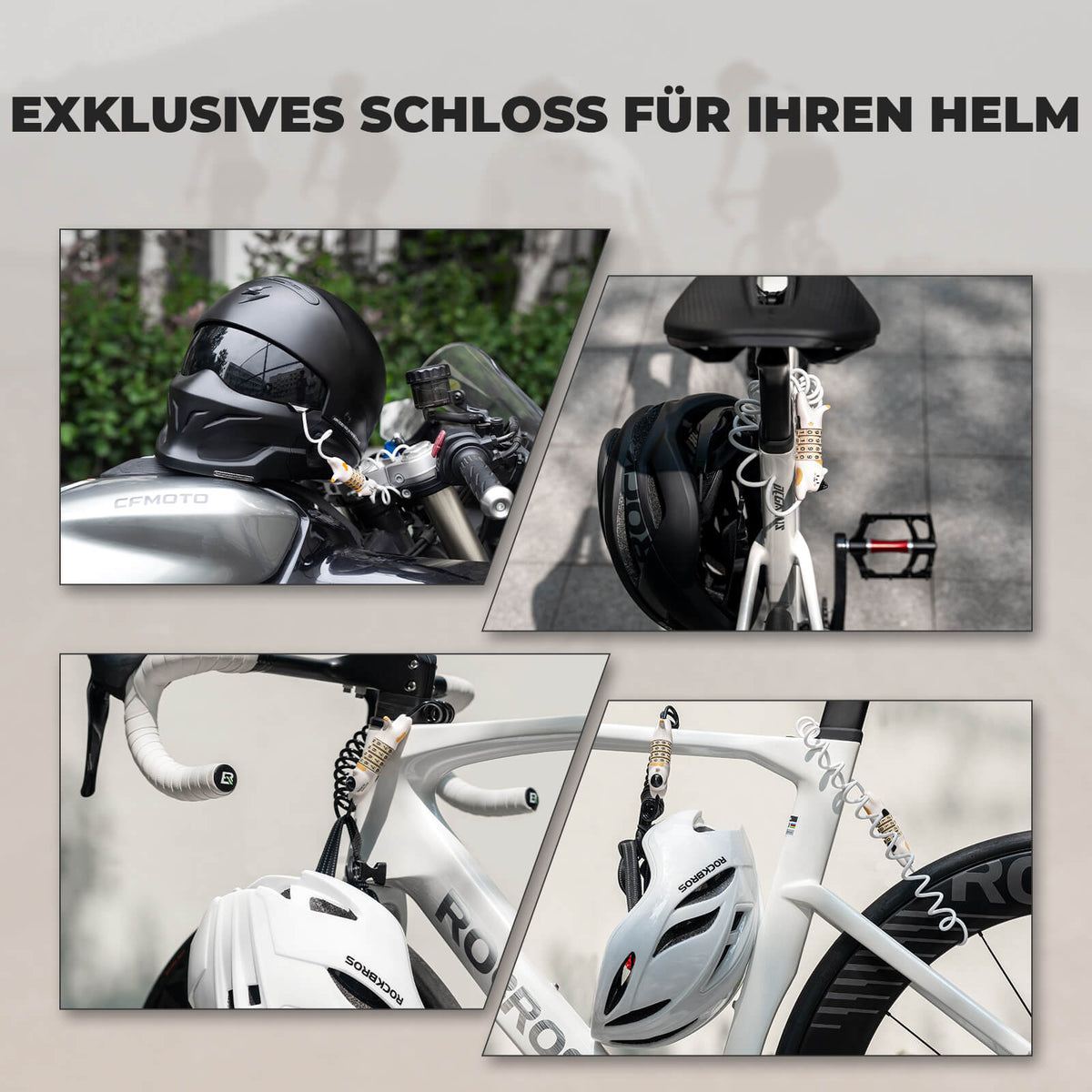 ROCKBROS Multifunktional Fahrradschloss Kinder Zahlenschloss Helmschloss
