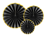Dekofächer 40/32/23cm/3St. schwarz mit Goldrand
