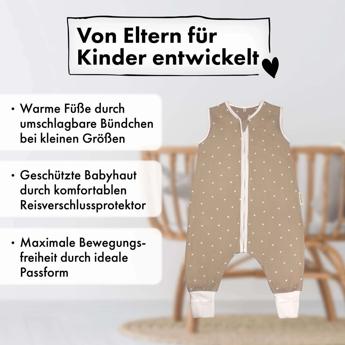 Sommer-Schlafsack mit Füßen Zarter Tupfen Taupe Namma Markt