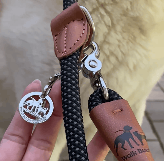 Reflektierende Hundeleine© mit Handschlaufe und veganem Leder in 4 Farben und Varianten Namma Markt