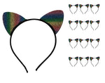 Katzenohren Haarreif "Rainbow" Bunt | 12er Set