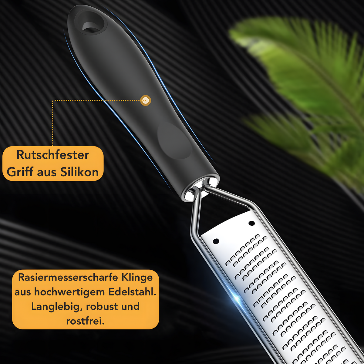 Zester Reibe aus Edelstahl Handreibe mit Schutzabdeckung