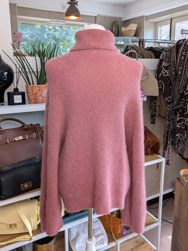 Rollkragen Pullover 52% Alpaka Wolle Flausch Rosa Pink Pulli One Size - von CHOICE 1040