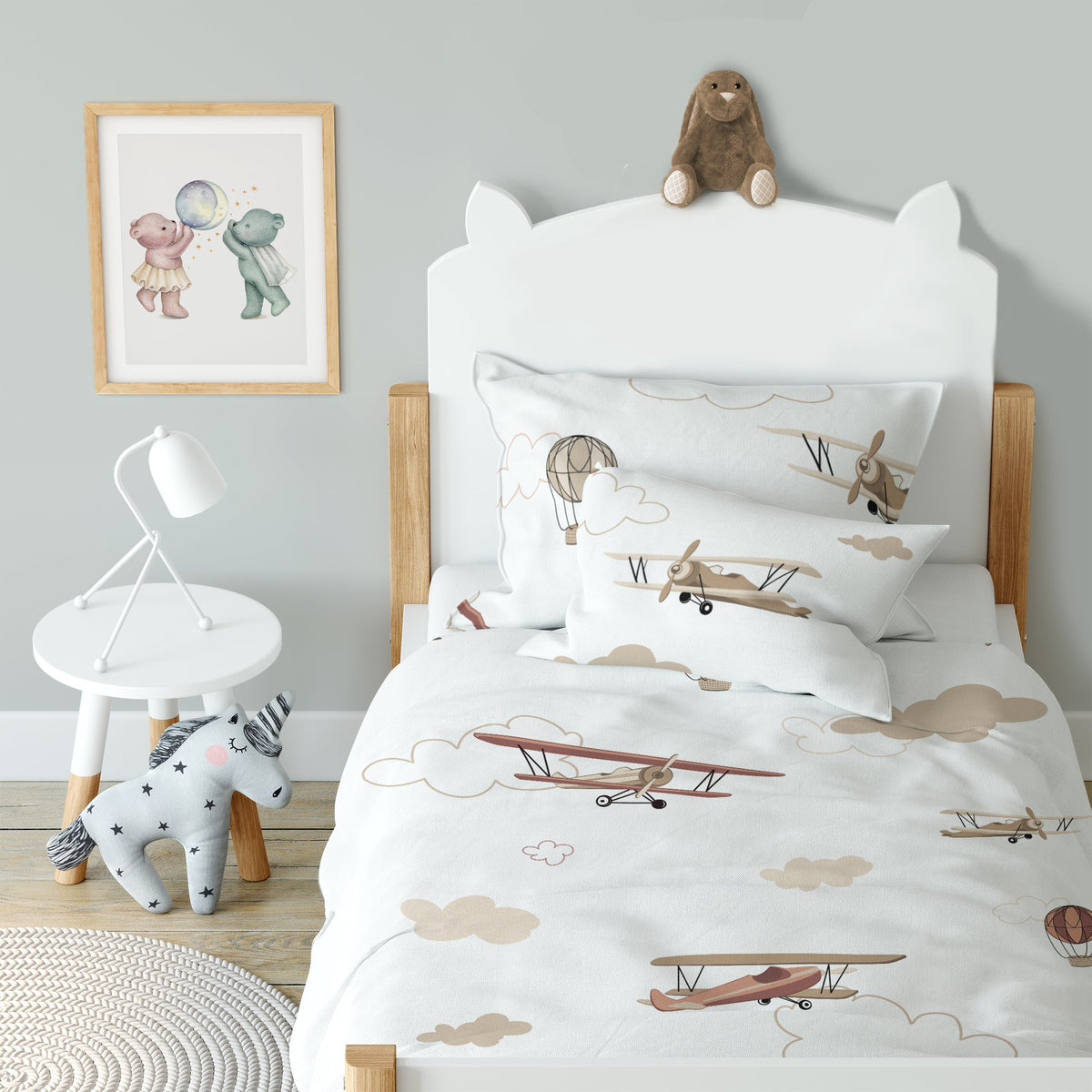 "Flugzeuge und Wolken" Premium Kinderbettwäsche