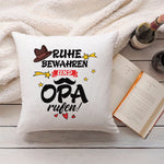 Bedrucktes Kissen mit Spruch Ruhe bewahren und Opa rufen